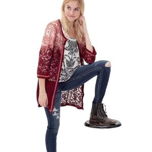 Bke Gimmicks Lace Raw Edge Cardigan by Buckle Size Small